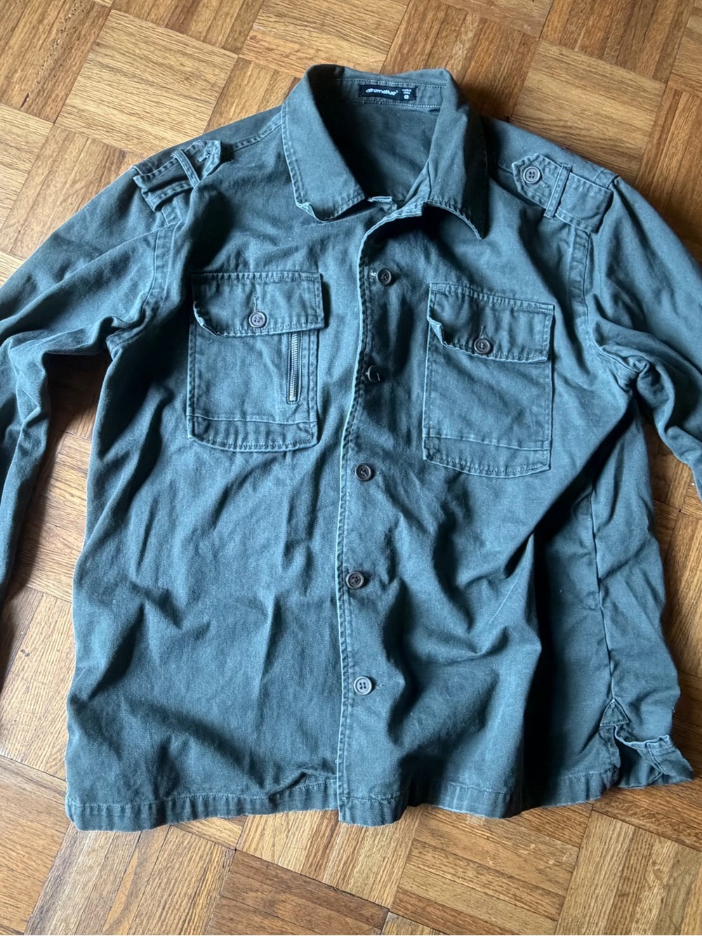 Alternative Military-Style Button-Up Jacket in Olive